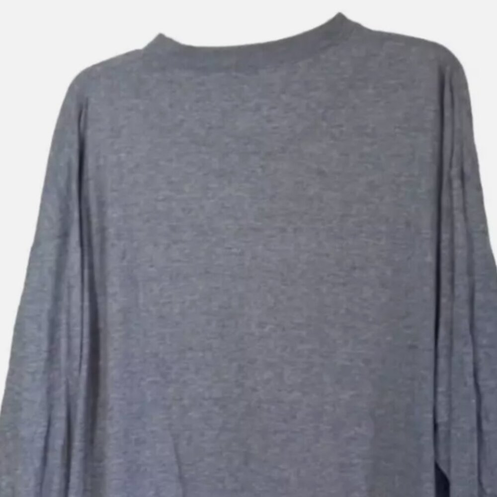 Men’s Henley Long Sleeve Pullover XL Gray 3-Button Hi-Low Hem Long Length Shirt - Picture 8 of 14